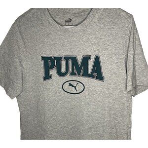 Mens Puma Logo T-shirt Gray W/ Green Pima L